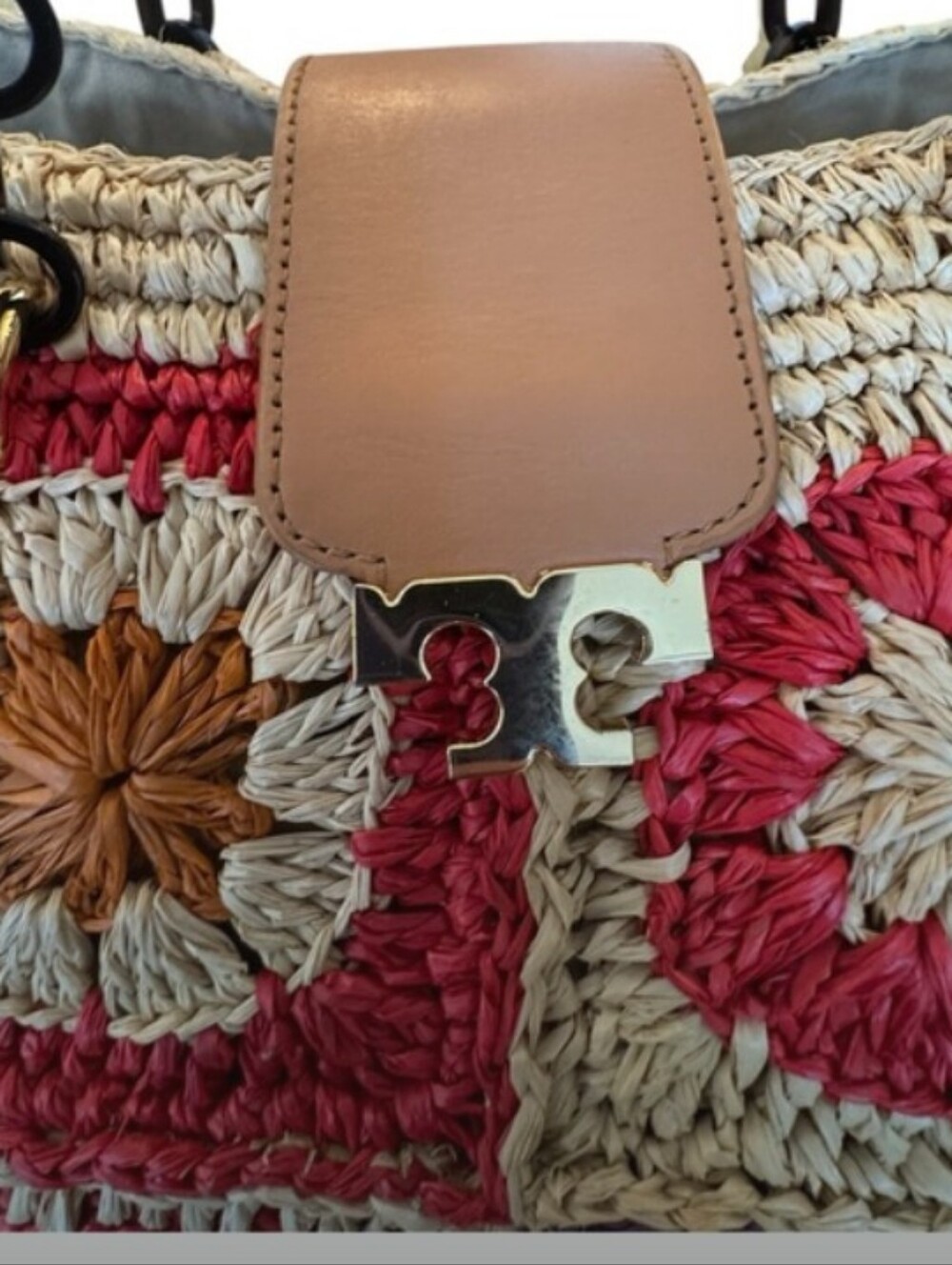 Tory Burch-Raffia Granny Patchwork Square Tote Bag ❤️ - Picture 9 of 10